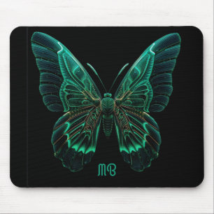 Mousepad Arte de Borboleta Luminescente Verde Neon