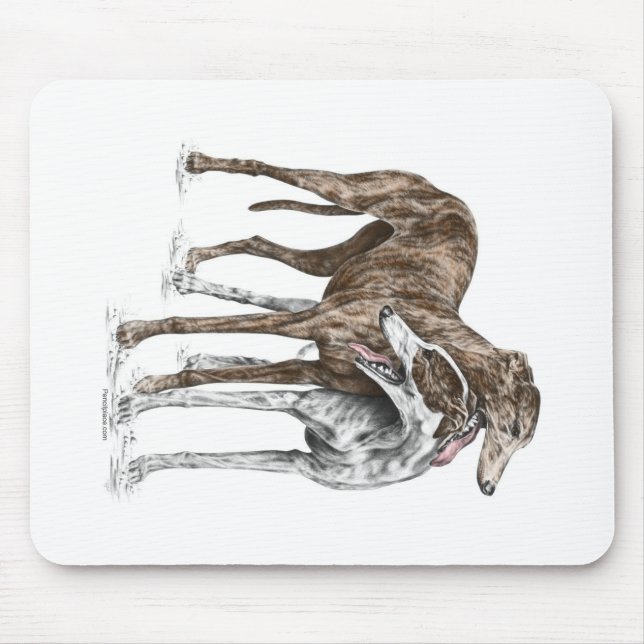Mousepad Arte de Cachorro de Dois Amigos Greyhound (Frente)