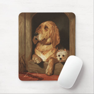 Mousepad Arte de Cão Bloodhound e Westie Vitoriano Antigo