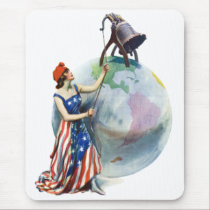 Mousepad Arte de capa de revista patriótica vintage da Lady