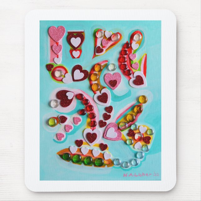 Mousepad Arte de corações de amor (Frente)