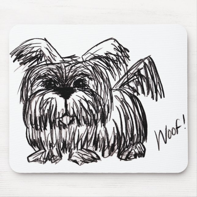 Mousepad Arte de desenho a tinta de cão Terrier (Frente)