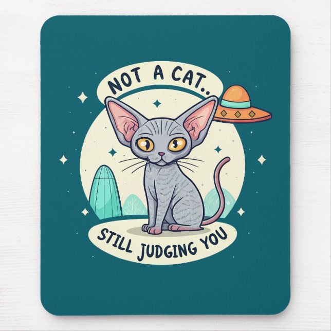 Mousepad Arte de desenho animado sarcástico de gato Sphynx  (Frente)