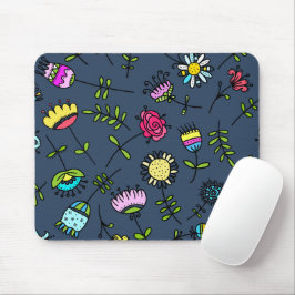Mousepad Arte de Design de Padrão Floral Caprichoso