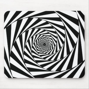 Mousepad Arte de Espirais Abstratas em Preto e Branco