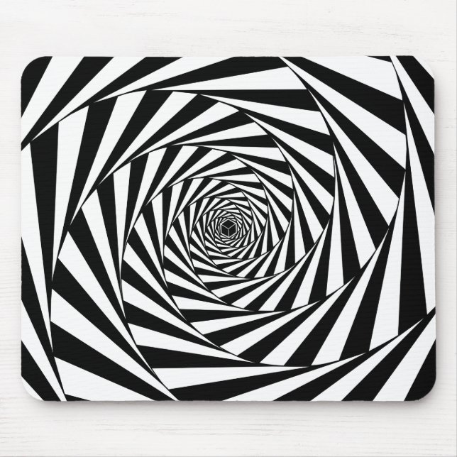 Mousepad Arte de Espirais Abstratas em Preto e Branco (Frente)