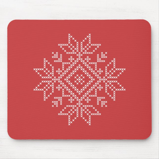 Mousepad Arte de floco de neve de malha natalícia sazonal (Frente)