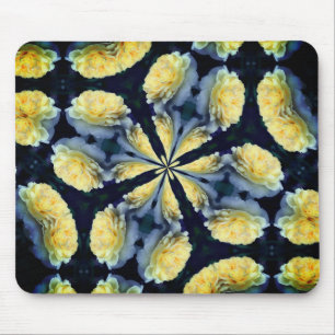 Mousepad Arte de Flor Abstrato Rosa Amarelo
