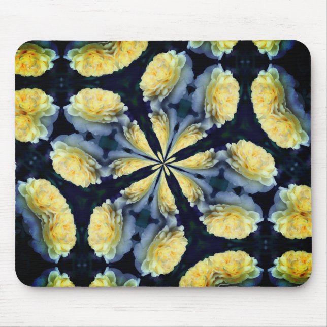 Mousepad Arte de Flor Abstrato Rosa Amarelo (Frente)