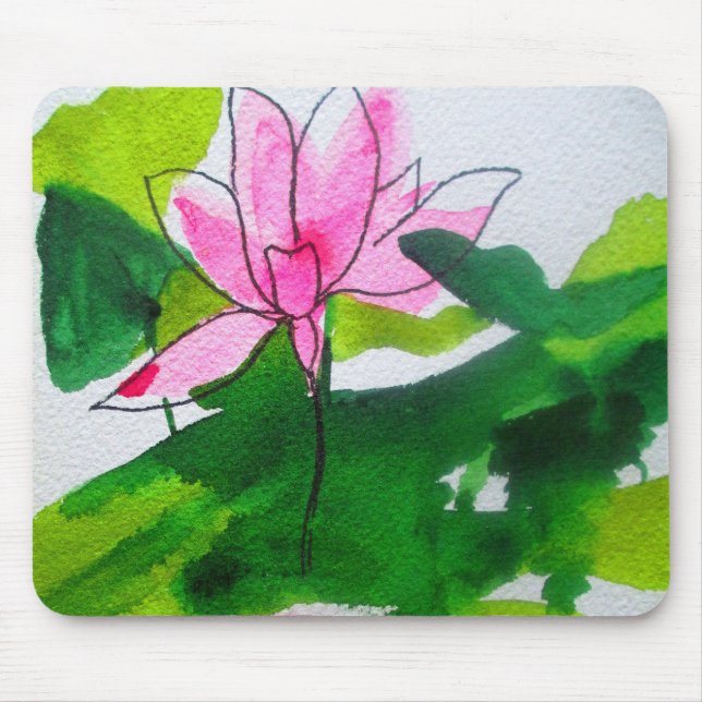 Mousepad Arte de flor de água em aquarela abstrata (Frente)