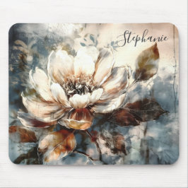 Mousepad Arte de Flor de Peônia Personalizada em Aquarela