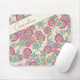 Mousepad Arte de Flores Japonesas Abstratas Personalizadas