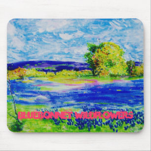 Mousepad arte de flores silvestres de bluebonnet