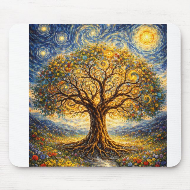 Mousepad arte de geometria sagrada árvore (Frente)
