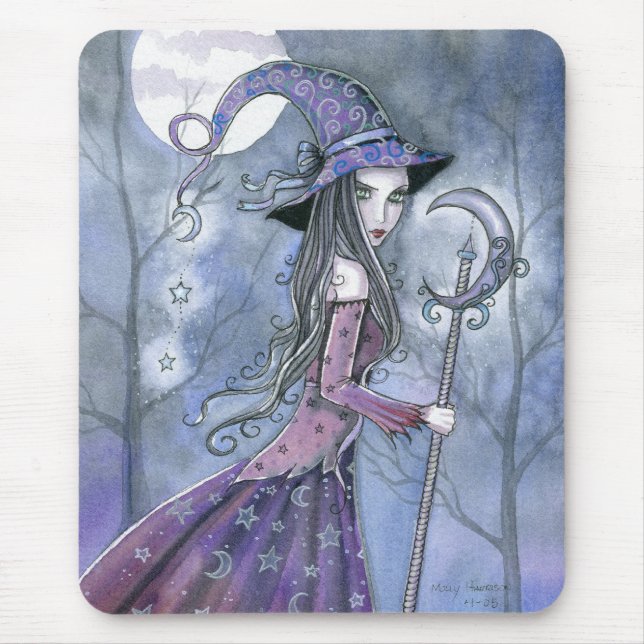 Mousepad Arte de Halloween Gótico da Bruxa Âmbar (Frente)