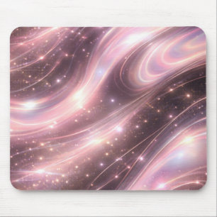 Mousepad Arte de IA com padrões de espaço rosa suave e pret
