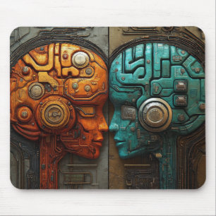 Mousepad Arte de Inteligência Artificial Cyberpunk Futurist