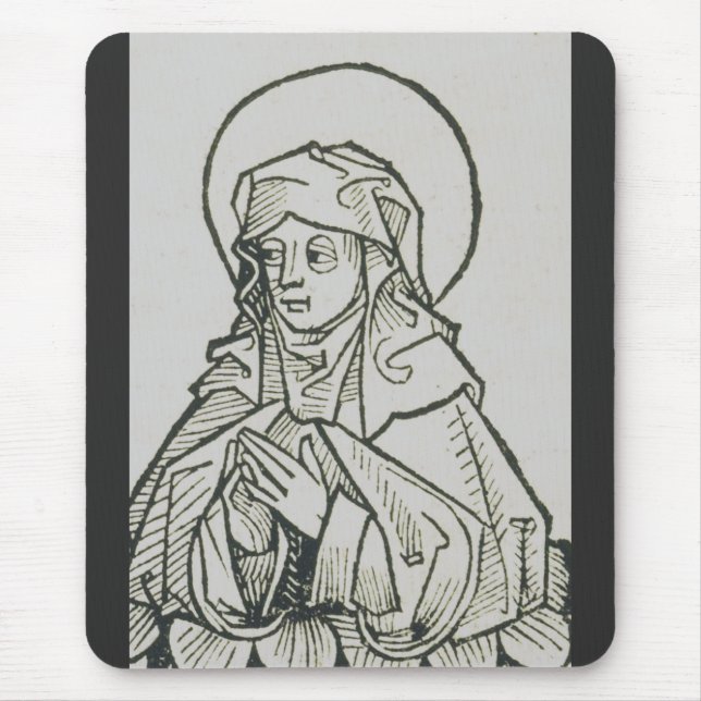 Mousepad Arte de Linha Minimalista Medieval de Santa Mônica (Frente)