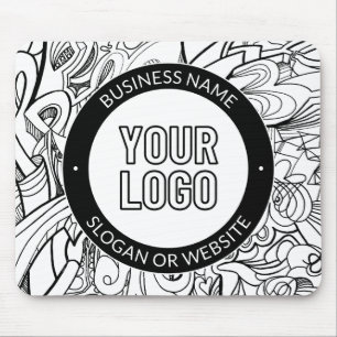 Mousepad Arte de Linha Moderna & Seu Logotipo com Texto Edi
