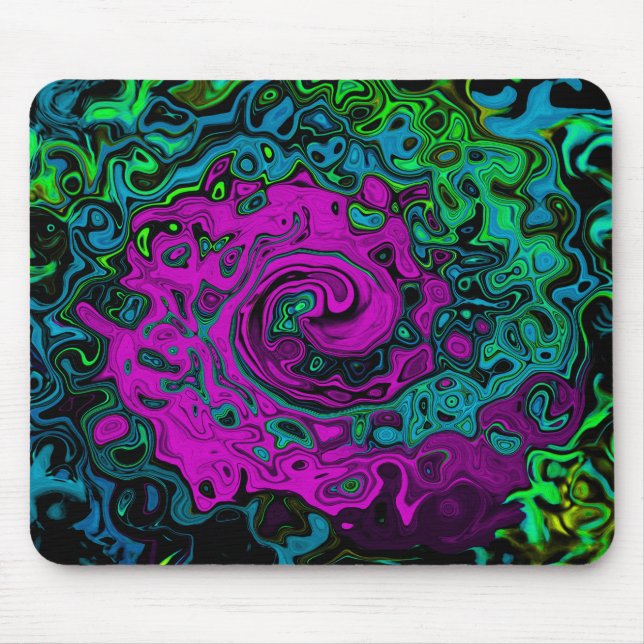 Mousepad Arte de Líquido Giratório Abstrato Magenta Ousado  (Frente)