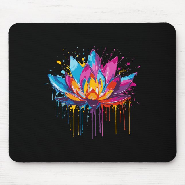 Mousepad Arte de Lótus, Salpicos de Tinta, Yoga  (Frente)
