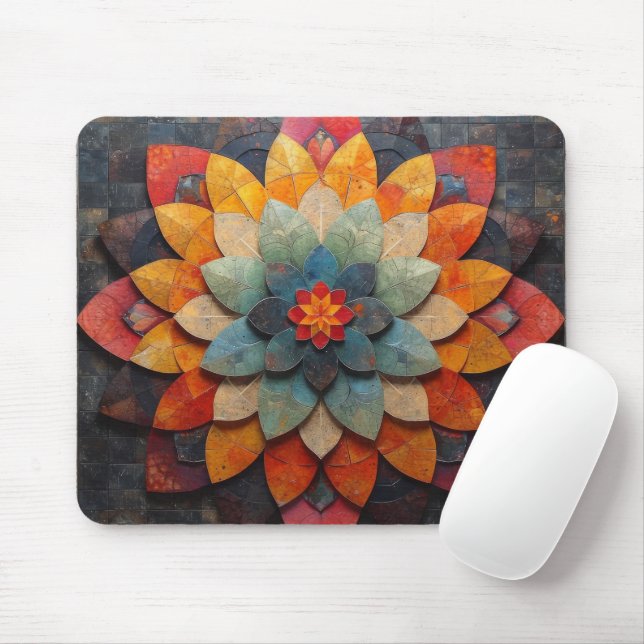 Mousepad Arte de Mandala Flor Texturizada (Com mouse)