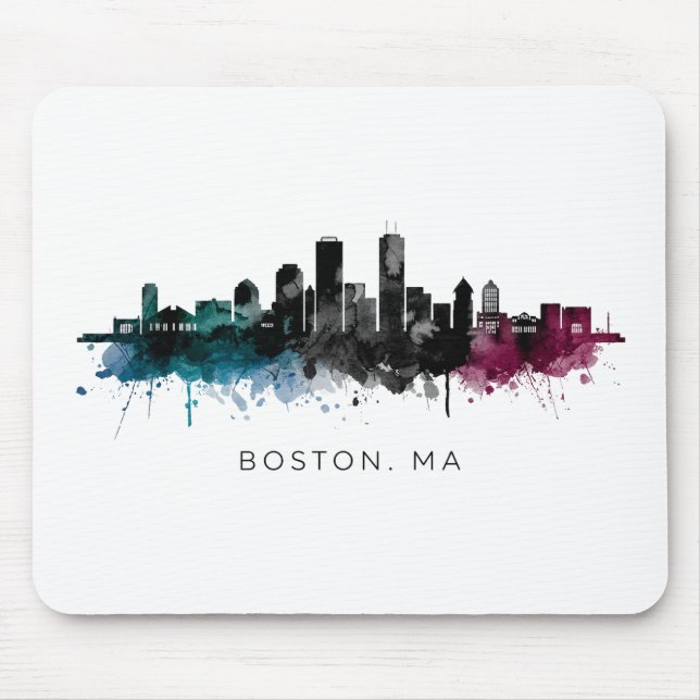 Mousepad Arte de Massachusetts | Aquarela do Horizonte de B (Frente)