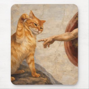 Mousepad Arte de Meme de Gato Engraçado Criação de Adão com