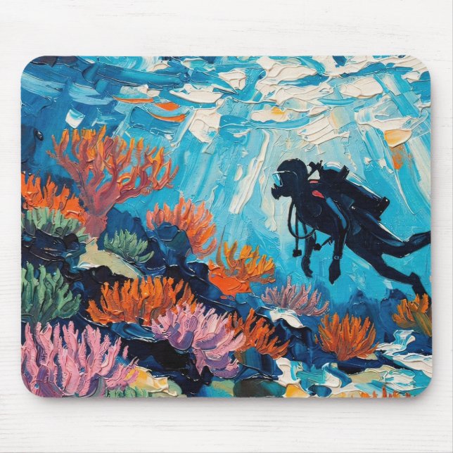 Mousepad Arte de mergulho (#2) pintura a óleo (Frente)