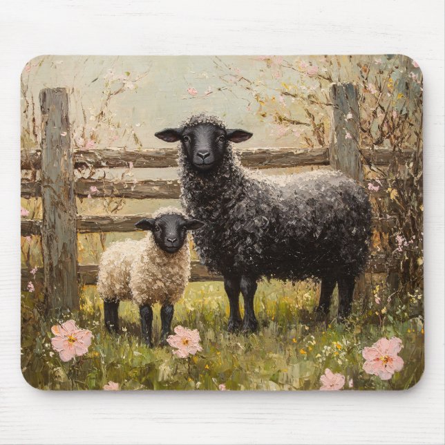 Mousepad Arte de ovelhas e Primavera de borrego (Frente)