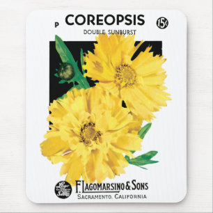 Mousepad Arte de Pacote de Sementes Antigas, Flores de Core