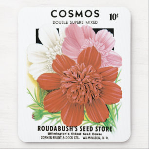 Mousepad Arte de Pacote de Sementes Antigas, Flores de Jard