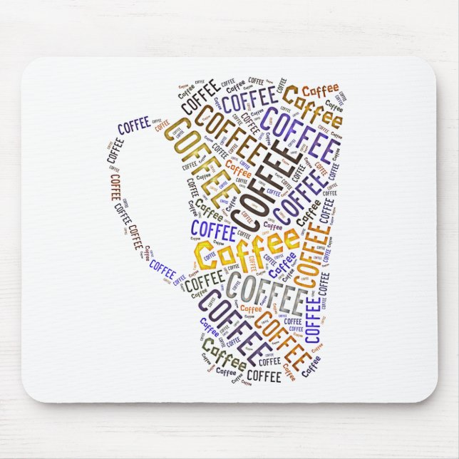 Mousepad Arte de Palavras em Caneca de Café (Frente)