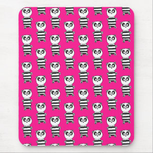 Mousepad Arte de Panda Preto e Branco Divertida