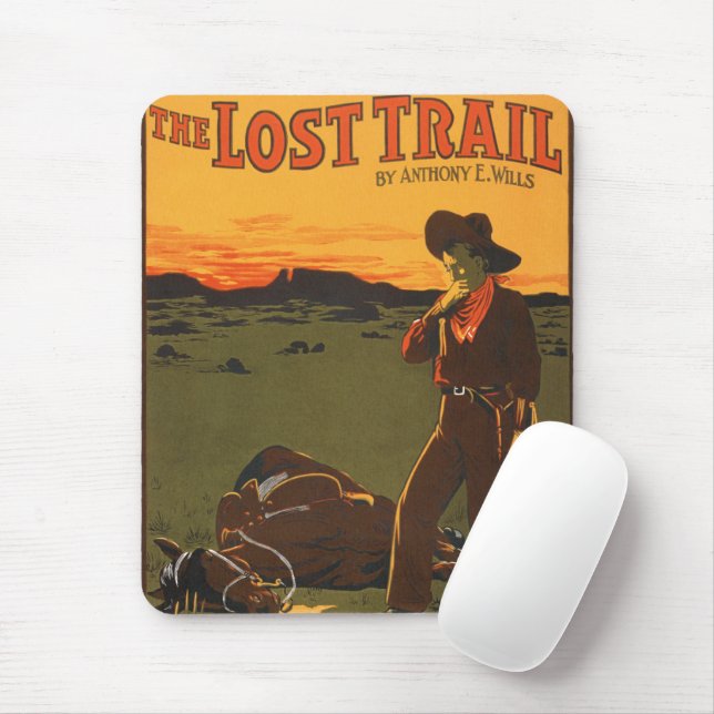 Mousepad Arte de Parede Ocidental do Pôr do Sol de Cowboy e (Com mouse)