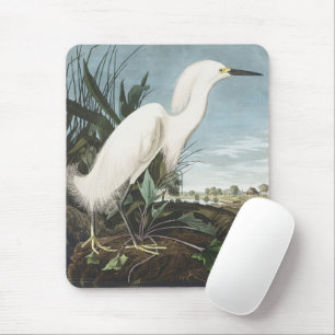 Mousepad Arte de Pássaro Garça Branca da Coleção Clássica A