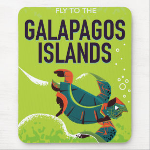 Mousepad Arte de pôster de viagem vintage das Ilhas Galápag