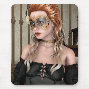 Mousepad Arte de retrato de máscara veneziana elegante