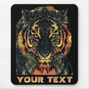 Mousepad Arte de rosto de tigre legal Adicione seu próprio