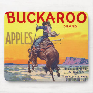 Mousepad Arte de rótulo de caixa de frutas vintage, maçãs B
