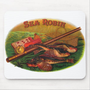 Mousepad Arte de rótulo de charuto de equipamento de pesca