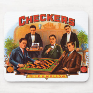 Mousepad Arte de rótulo de charuto vintage, Checkers Mild a