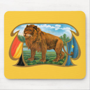 Mousepad Arte de rótulo de charuto vintage, Leão Africano n