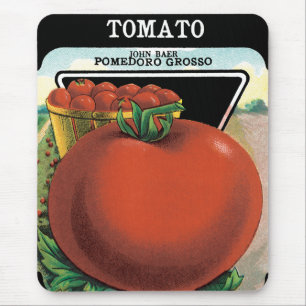 Mousepad Arte de rótulo de pacote de sementes vintage, toma