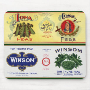 Mousepad Arte de Rótulos de Latas de Legumes Antigas, Ervil