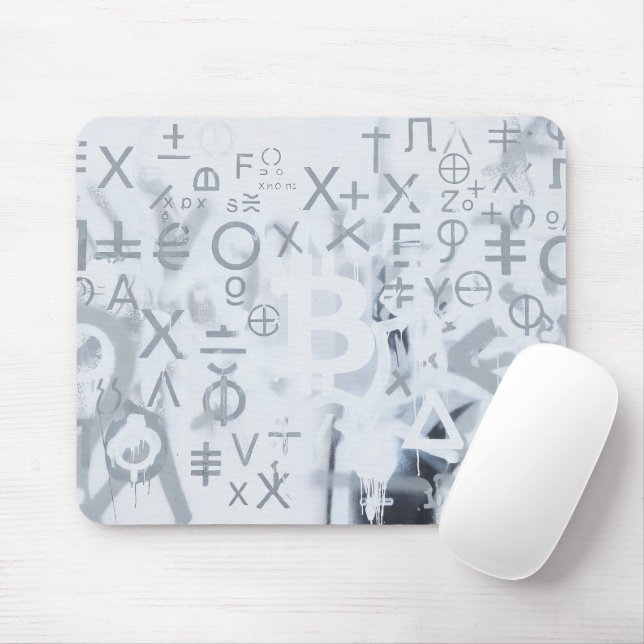 Mousepad Arte de Rua Bitcoin (Pintura Branca No. 5) (Com mouse)
