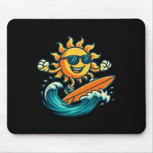 Mousepad Arte de Sol de Desenho Animado Surfando Onda de Pr