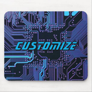 Mousepad Arte de Tecnologia de Placa de Circuito Azul Perso