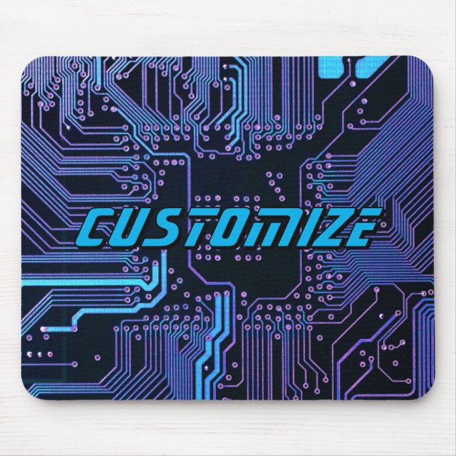 Mousepad Arte de Tecnologia de Placa de Circuito Azul Perso (Frente)
