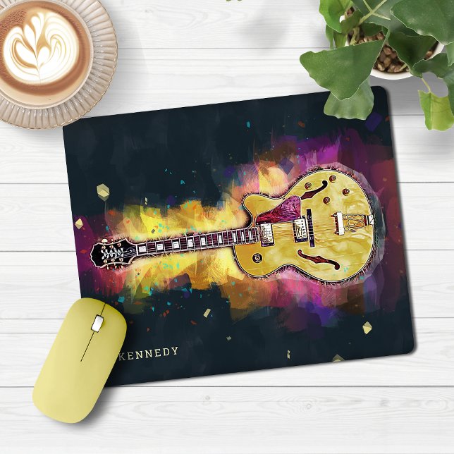 Mousepad Arte de Violão legal Rock and Roll Banda (Cool Rock and Roll Band Guitar Art Mouse Pad)